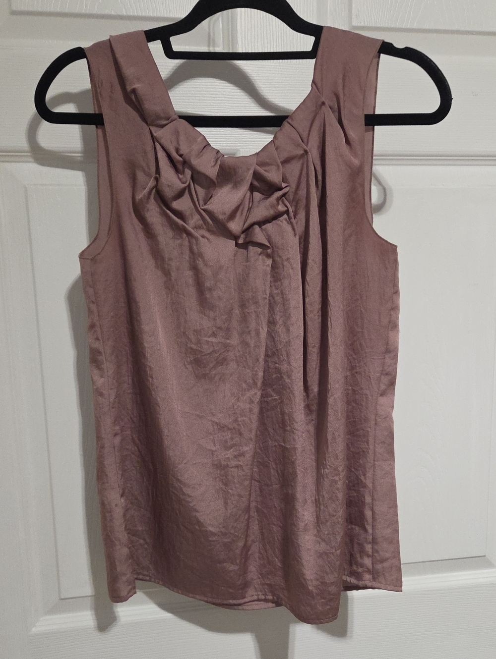 LOFT Mauve Sleeveless Ruffle Neck Blouse